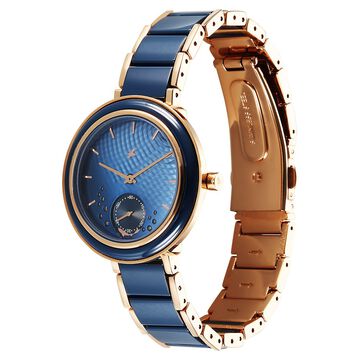 Fastrack Oceanyx - Ceramic Quartz Analog Blue Dial Two Toned Strap Watch For Girls