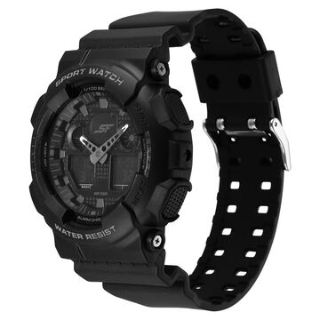 SF Vigour Quartz Digital Analog Digital Black Dial With Black Color Plastic Strap Watch For Unisex