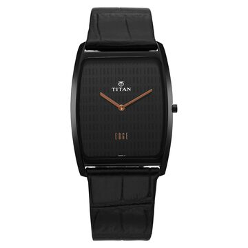 Titan Edge Black Dial Analog Leather Strap watch for Men