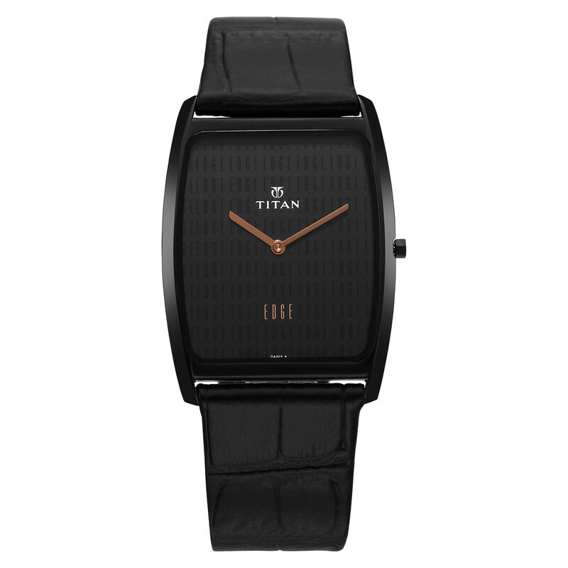 Titan Edge Black Dial Analog Leather Strap watch for Men