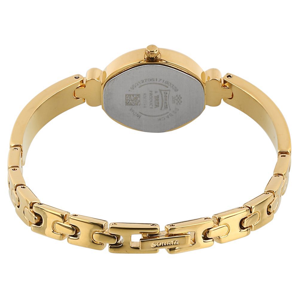 Buy Online Sonata Quartz Analog Champagne Dial Metal Strap Watch