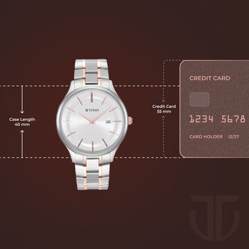 Titan Classique Slimline Silver Dial Analog with Date Stainless Steel Strap watch for Men