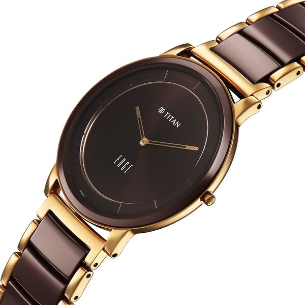 Titan Edge Melange Slim Steel & Ceramic Strap Brown Dial Analog Watch For Men - image number 3