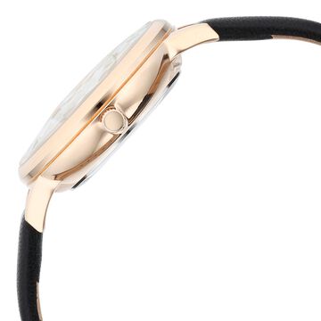 Titan Raga Showstopper Quartz Analog Mother Of Pearl Round Dial Black Leather Strap Watch For Women