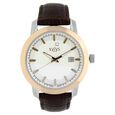 Xylys Swiss Analog with Date Silver Leather Strap and Silver Dial Watch For Men
