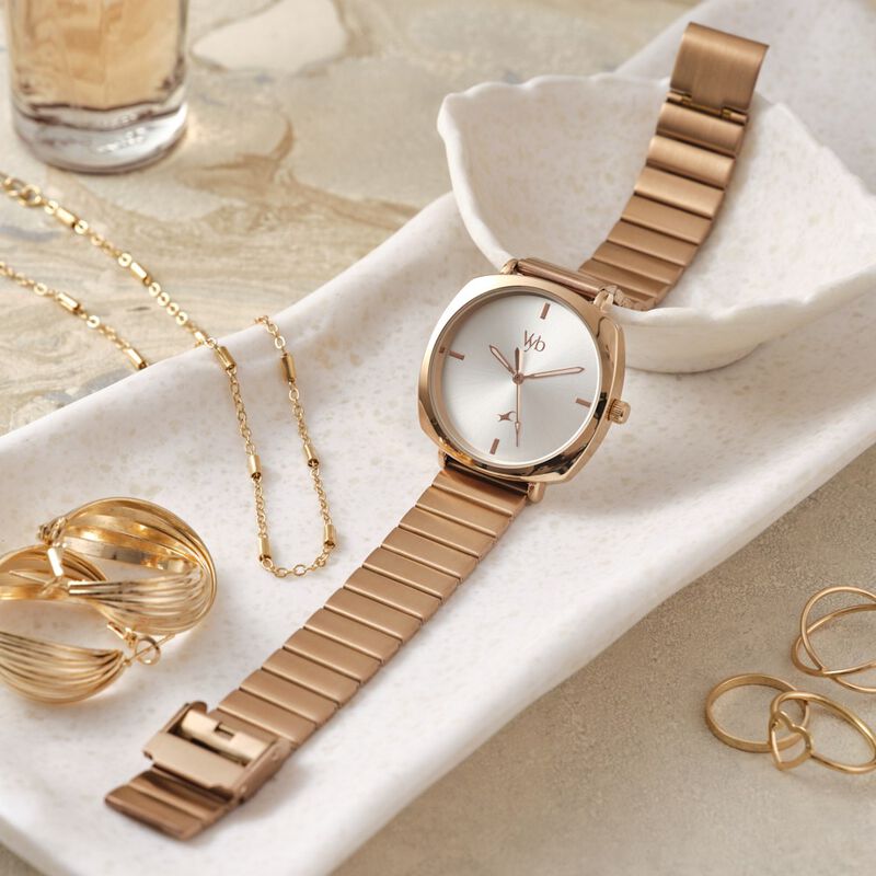 Burberry Analog White Dial Rose Gold Steel Strap Watch for Women - BU7874 main image 1