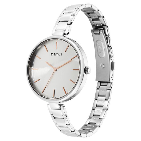 Titan Purple Stackables Quartz Analog Two Toned Dial Stainless Steel Strap Watch for Women - image number 5