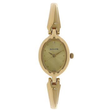 Sonata Quartz Analog Champagne Dial Metal Strap Watch for Women