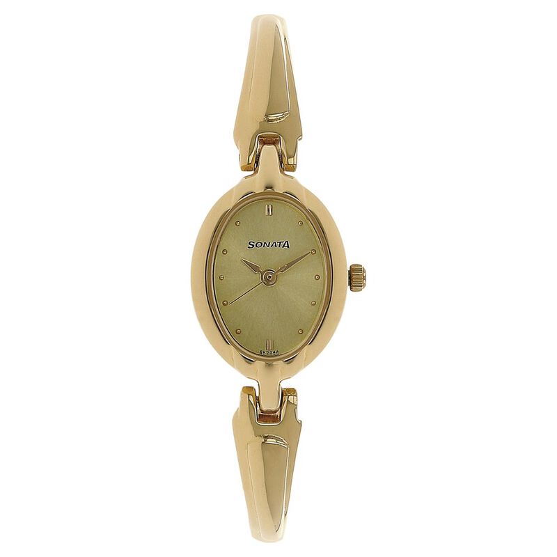 Sonata Quartz Analog Champagne Dial Metal Strap Watch for Women