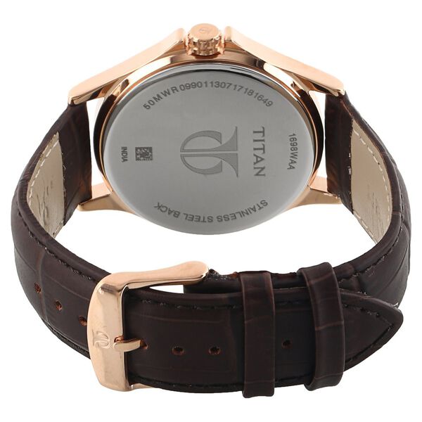 Titan Quartz Multifunction White Dial Leather Strap Watch for Men - image number 3