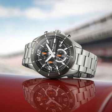 Octane Velocity Sporty Black Dial Round Stainless Steel Watch For Men