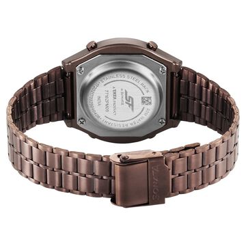 SF CirQle Digital Dial Brown Stainless Steel Strap Watch For Men