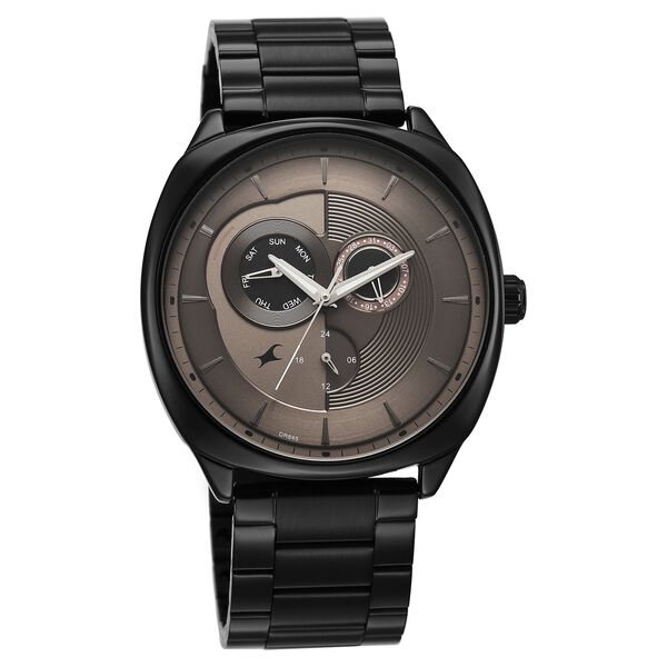 Fastrack Tick Tock Quartz Multifunction Brown Dial Stainless Steel Strap Watch For Guys - image number 1