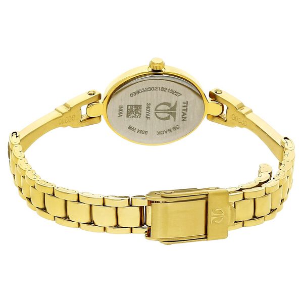 Titan Quartz Analog Champagne Dial Stainless Steel Strap Watch for Women - image number 4