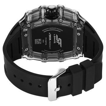 SF Maiden Voyage Sport Watch Black dial And Strap wih red accents Tonneau Shaped Case