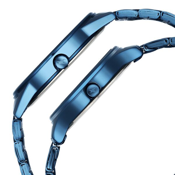 Fastrack Mixmatched Quartz Analog Black Dial Blue Stainless Steel Strap Watch for Couple - image number 3