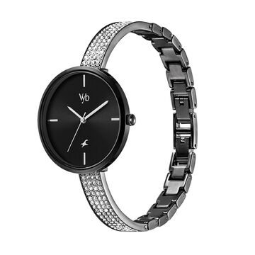 Fastrack Vyb Starlet Quartz Analog Black Dial Metal Strap Watch for Girls