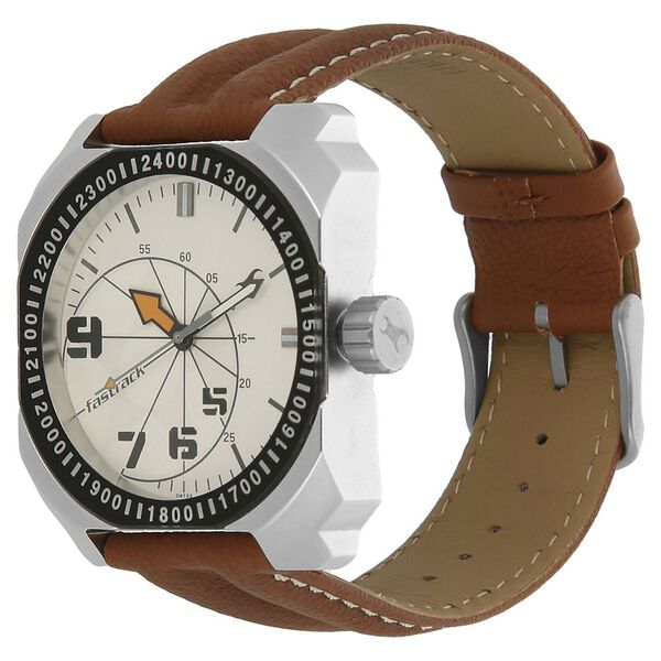 Fastrack Commando Quartz Analog White Dial Leather Strap Watch for Guys - image number 1