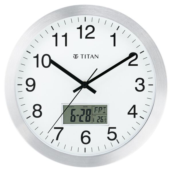 Titan Metallic Anadigi Wall Clock with Digital Display - 30 cm x 30 cm (Medium) - image number 0
