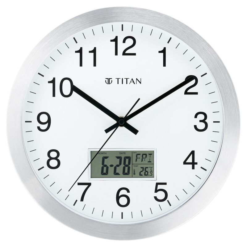 Titan Metallic Anadigi Wall Clock with Digital Display - 30 cm x 30 cm (Medium)
