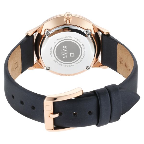 Xylys Swiss Analog with Date Black Leather Strap Mother of Pearl Dial Watch For Women - image number 4