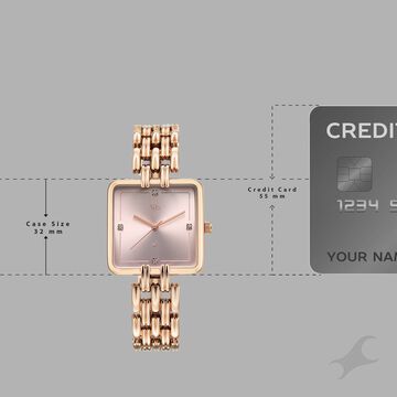 Vyb Minimalist By Fastrack Quartz Analog Pink Dial Rose Gold Metal Strap Watch For Girls