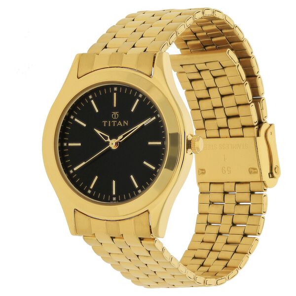 Titan Quartz Analog Black Dial Stainless Steel Strap Watch for Men - image number 1