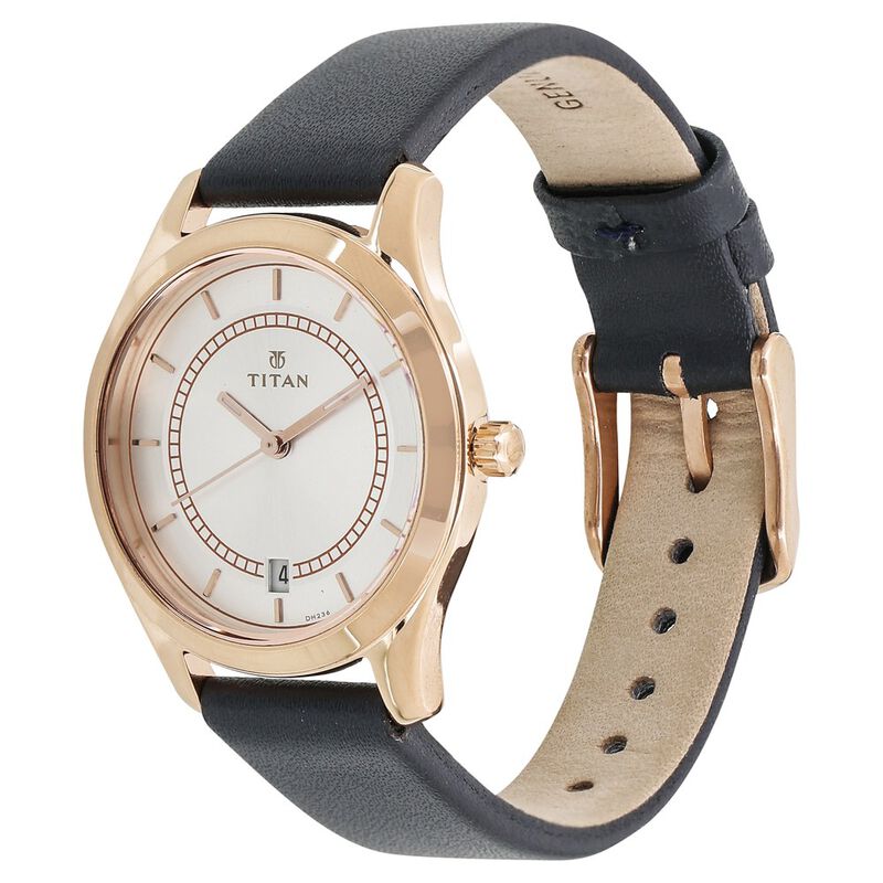 Titan On Trend White Dial Analog with Date Leather Strap watch for Women - image number 1
