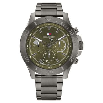 Tommy Hilfiger Quartz Multifunction Green Dial Grey Stainless Steel Strap Watch for Men