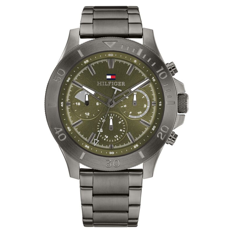 Buy Online Tommy Hilfiger Quartz Multifunction Green Dial Grey
