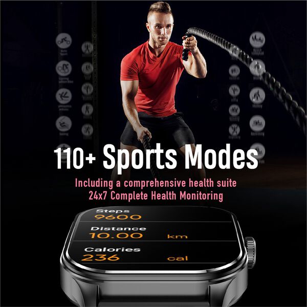 Fastrack Reflex Power|4.97 CM Super AMOLED Arched Display|410 x 502 Pixel Resolution|IP68 WR With Blue Strap - image number 7