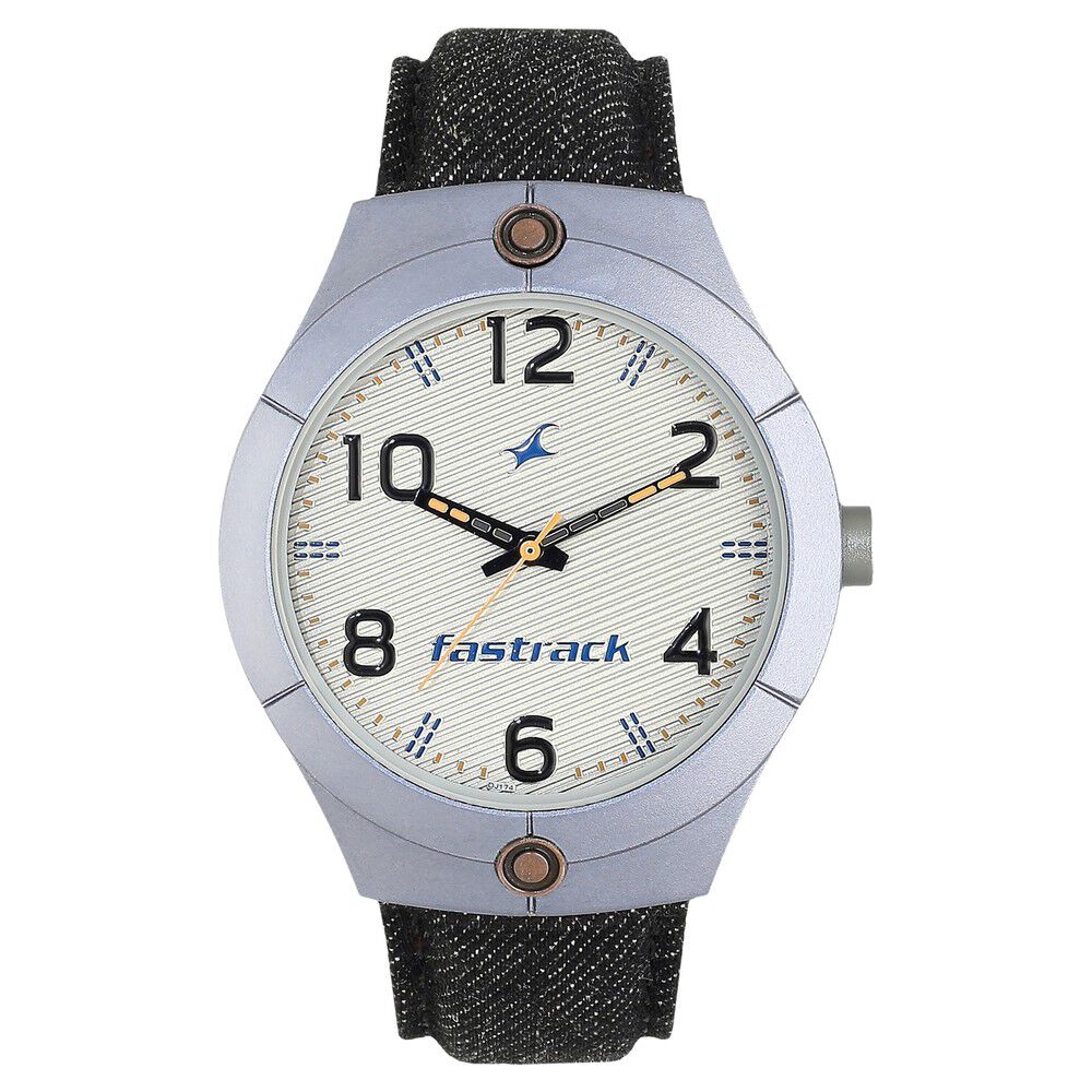 Fastrack Denim Quartz Analog with Date Silver Dial Stainless Steel Strap  Watch for Guys