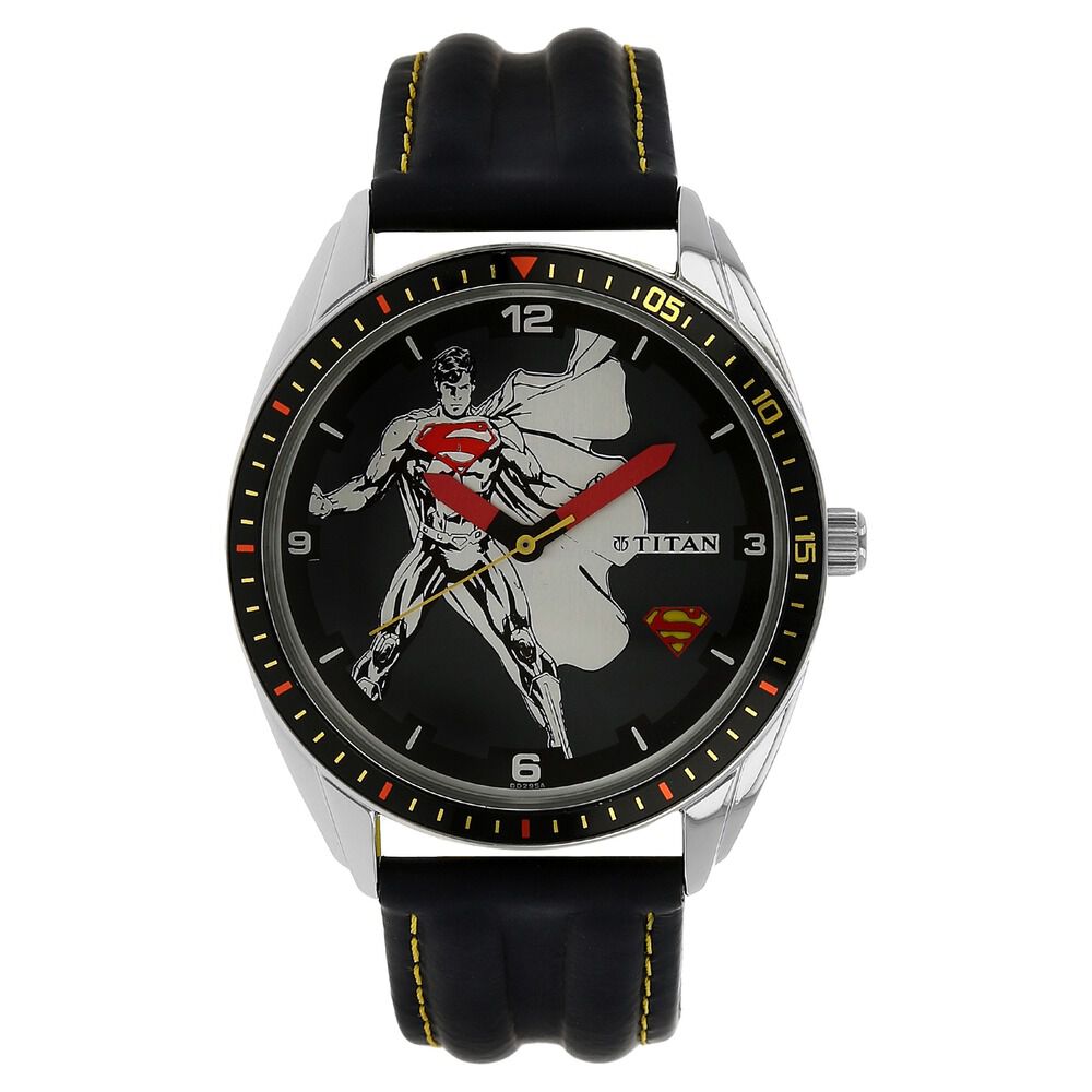 Buy Online Titan Youth Black Dial Analog Leather Strap watch for Men 1582kl05 Titan
