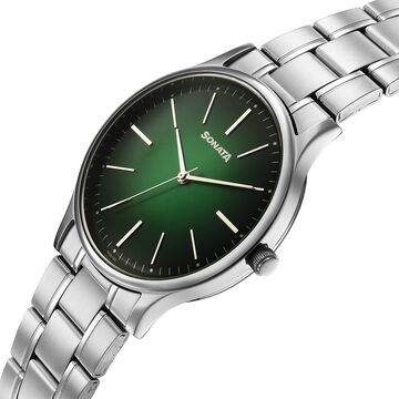 Sonata Aspire Quartz Analog Green Dial Stainless Steel Strap Watch For Men