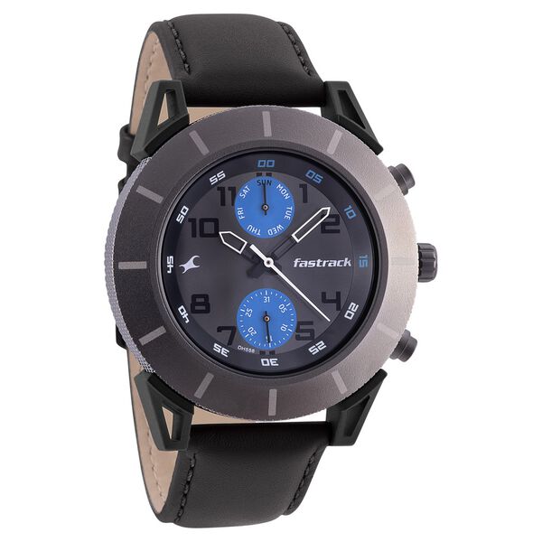 Fastrack Modular Quartz Analog Anthracite Dial Leather Strap Watch for Guys - image number 0