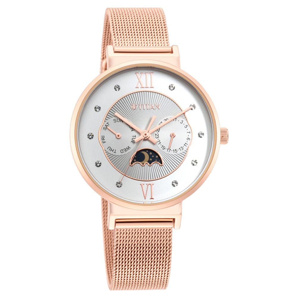 Titan Slimline Silver Dial Quartz Multifunction Stainless Steel Strap Watch for Women-image-11