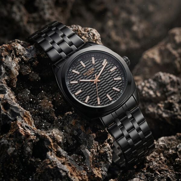 Poze Poze Quartz Analog Black Dial Black Metal Strap Watch For Men - image number 0
