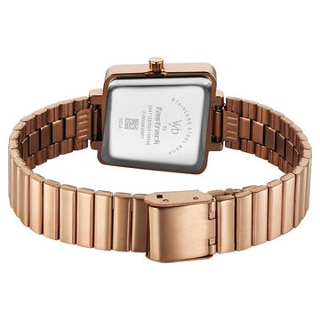 Vyb Striker By Fastrack Quartz Analog Purple Dial Rose Gold Metal Strap Watch For Girls