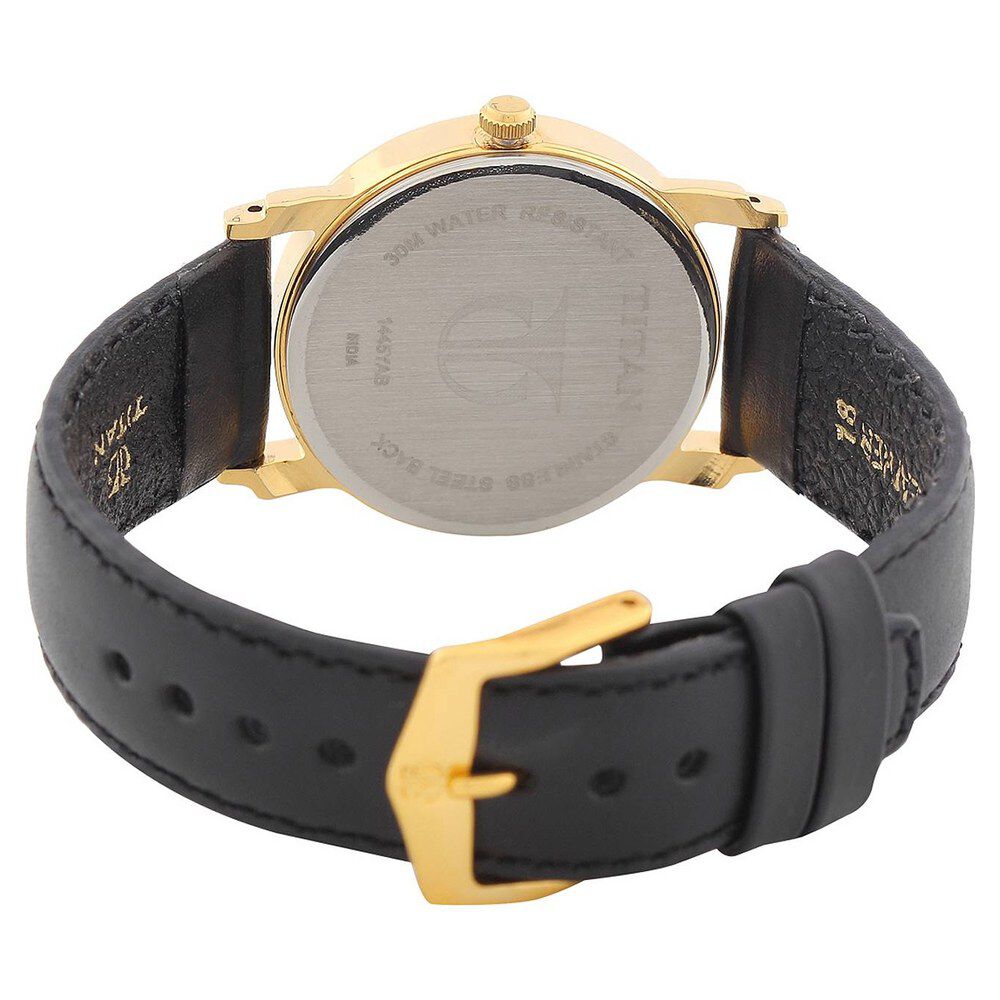 Buy Online Titan Quartz Analog Black Dial Leather Strap Watch for Men ne1445yl03 Titan