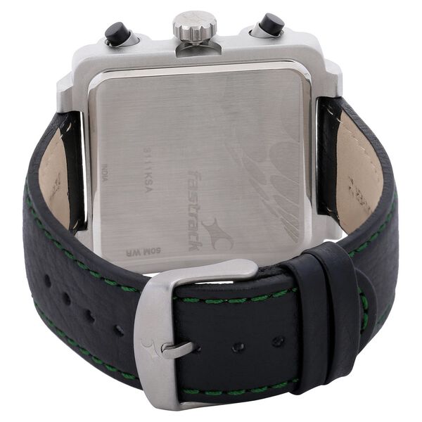 Fastrack Quartz Chronograph Green Dial Leather Strap Watch for Guys - image number 3