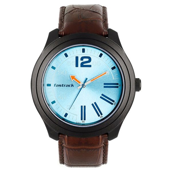 Fastrack Road Trip Quartz Analog Blue Dial Leather Strap Watch for Guys - image number 0