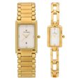 Titan Quartz Analog with Date Champagne Dial Stainless Steel Strap Watch for Couple