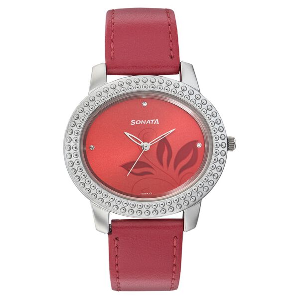 Sonata Quartz Analog Red Dial Strap Watch for Women - image number 0