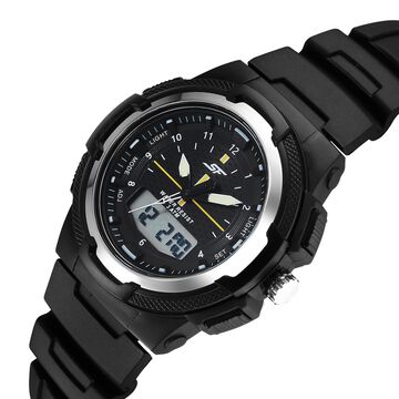 SF Maverick Quartz Digital Ana Digi Black Dial PU Strap Watch For Men