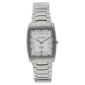 Titan Edge White Dial Analog with Date Stainless Steel Strap watch for Men