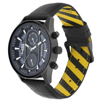 Fastrack Fastfit Quartz Analog with Day and Date Black Dial Leather Strap Watch for Guys