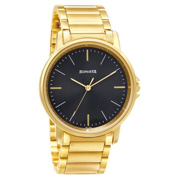 Sonata Quartz Analog Grey Dial Stainless Steel Strap Watch for Men