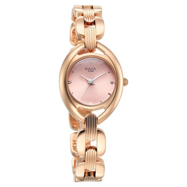 Titan Raga Showstopper Quartz Analog Pink Dial Metal Strap Watch For Women - image number 1