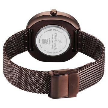 Fastrack Gelato brown multifunction metal strap watch with Chocolate dial for Girls