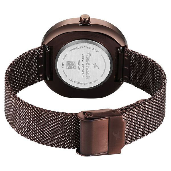 Fastrack Gelato brown multifunction metal strap watch with Chocolate dial for Girls - image number 6